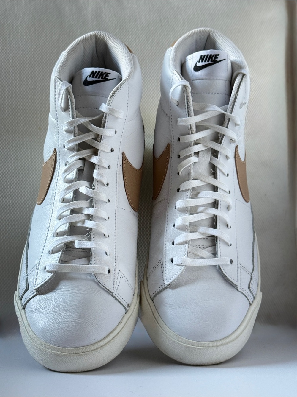 Nike Blazer Mid Premium Light Patina White Tan Sneakers Men's Size 10 CU6679-10